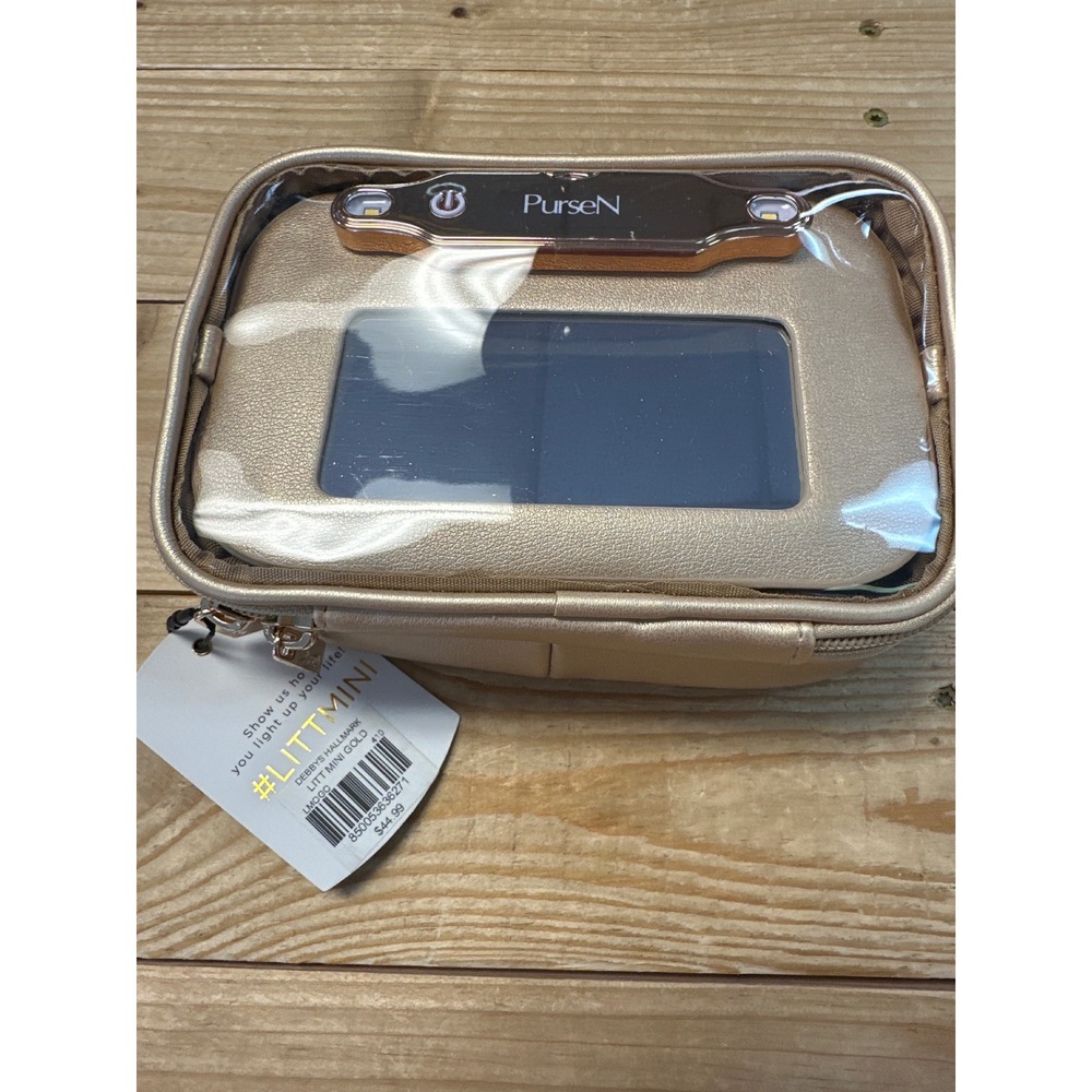 PurseN Litt Mini Gold LED Lighted Makeup Bag Travel Cosmetic Case LMOGO NWT